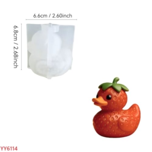 YY6114 Çilek Ördek Biblo Mum Silikon Kalıp